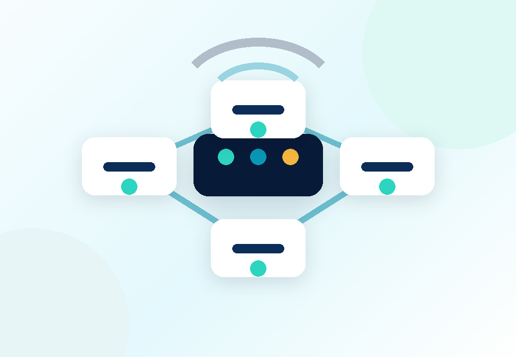 Network router and connected devices illustration